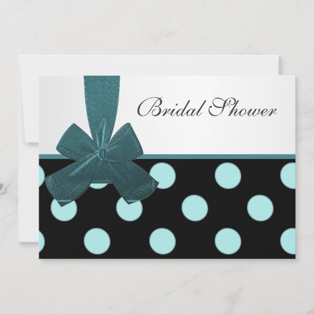 Black and teal polka dots Bridal shower Invitation (Front)
