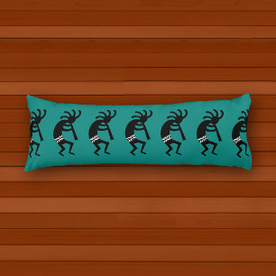 Black And Teal Southwest Kokopelli Pattern Body Cushion