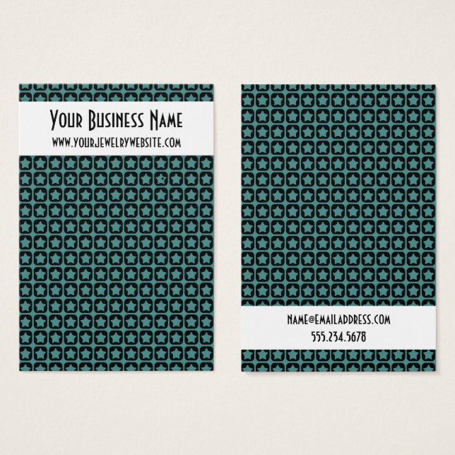 Black and Teal Star Pattern Earring Display Cards (Front & Back)