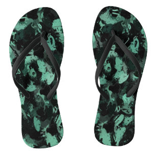 Black and Teal Thongs