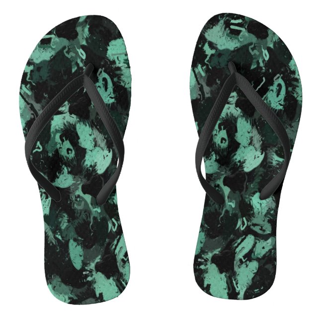 Black and Teal Thongs (Footbed)