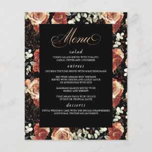 Black and Terracotta Elegant Modern Wedding Menu