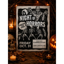 Black and Trendy Vintage Halloween Invitation