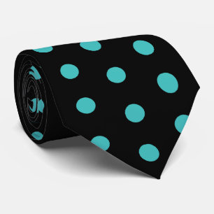 Black and Turquoise Blue Polka dots Pattern Tie