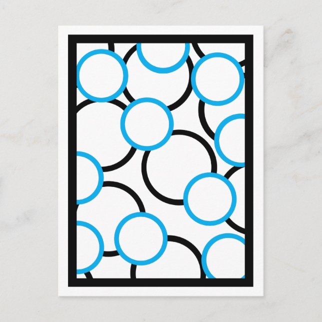 Black and Turquoise Circles Postcard (Front)