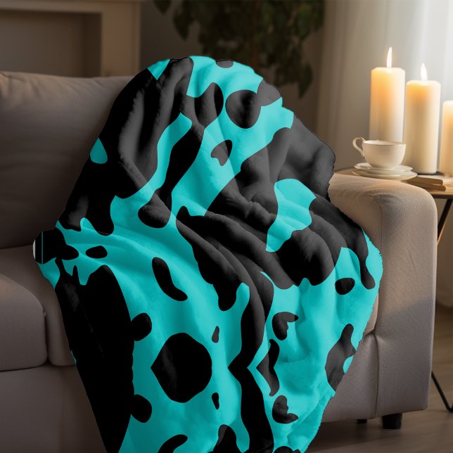 Black and Turquoise cow print blanket (Creator Uploaded)