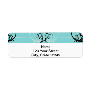 Black and Turquoise Floral Return Address Label