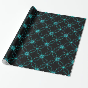 Black and Turquoise Kaleidoscope Star Gift Paper