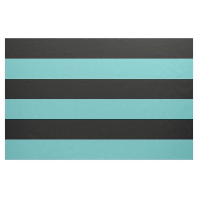Black and Turquoise Wide Stripes Large Scale Fabric (Yard)