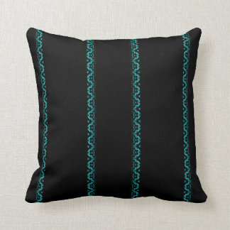 Black and Turquoise Zigzag Striped Throw Pillow