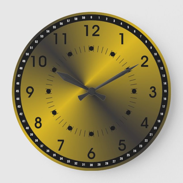 Black and Vibrant Gold Large Clock (Front)