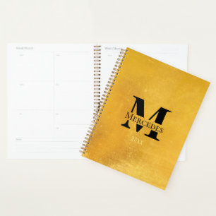 Black and Weathered Gold Custom Monogram Daily Planner