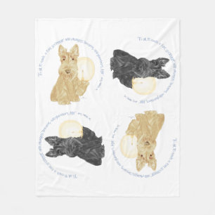 Black and Wheaten Scotties Fleece Blanket