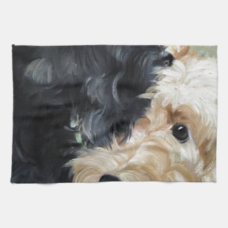 Black and wheaten Scottish terrier scottie art Tea Towel