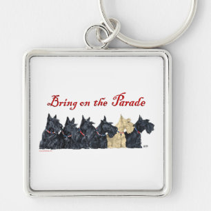 Black and Wheaten Scottish Terriers Key Ring