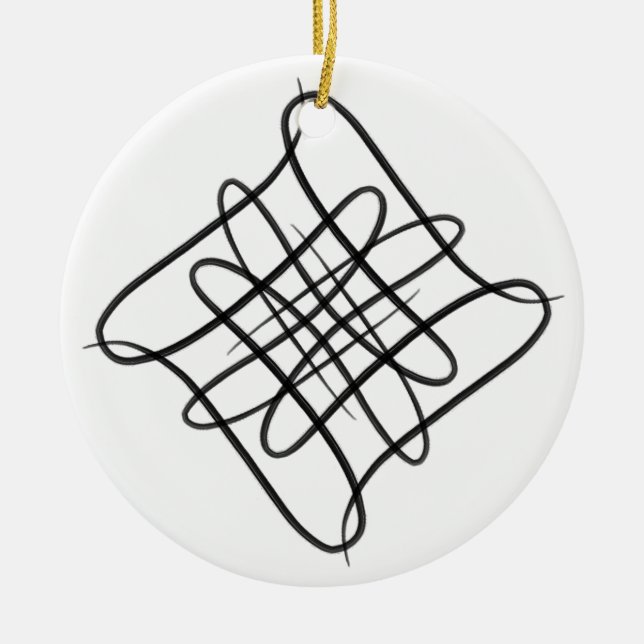 Black and White #11 Square Doodle Ceramic Ornament (Front)