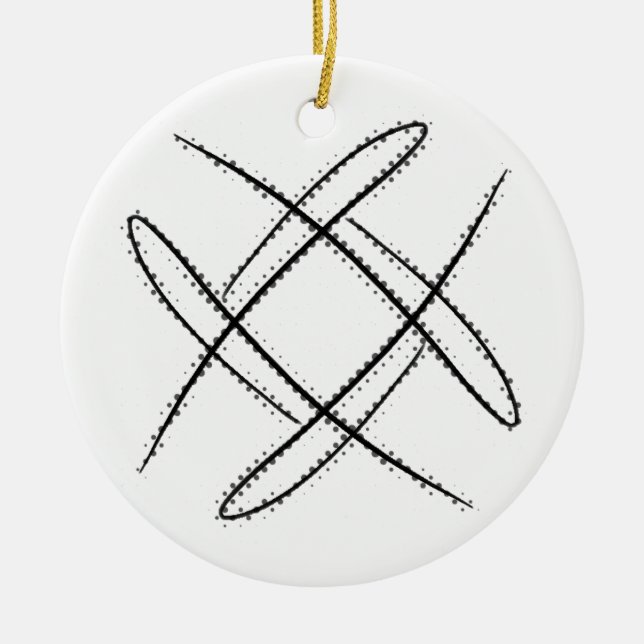 Black and White #15 Criss Cross Doodle Ceramic Ornament (Front)