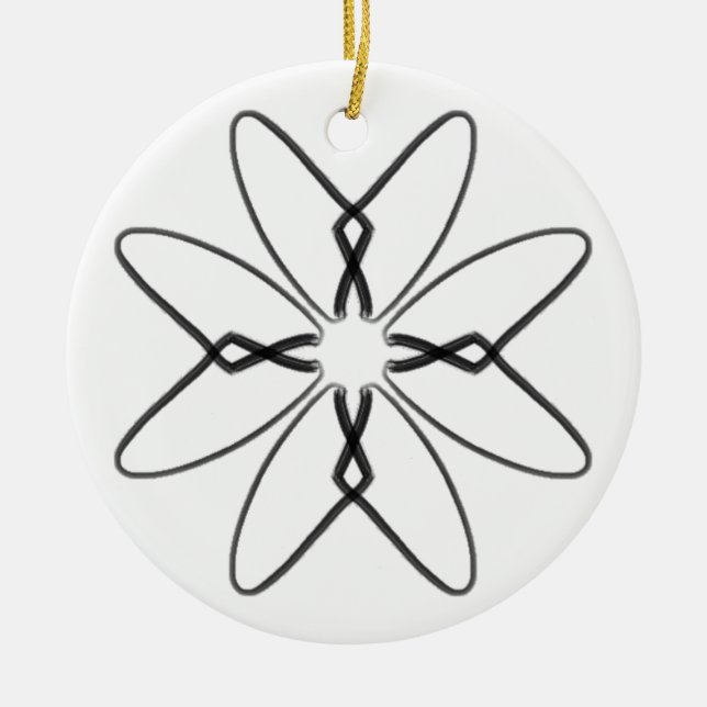 Black and White #17 Boomerang Doodle Ceramic Ornament (Front)