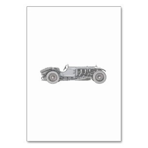 Black and White 1928 Mercedes-Benz SSK Drawing Table Number