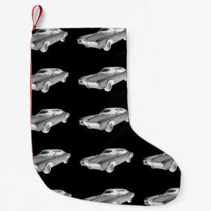 Black And White 1967 Buick Riviera Pop Art Small Christmas Stocking