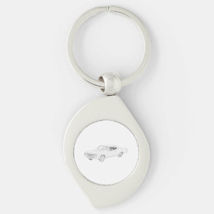 Black and White 1967 Chevy Chevelle Drawing Key Ring