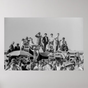 Black and White 1968 Crows Watching Air Show Poster