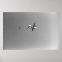 Black and White 1968 Paratroopers Jumping Plane