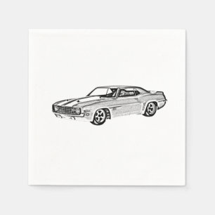 Black and White 1969 Camaro Z28 Paper Party Napkin