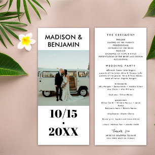 Black and White 1 Photo Bold Minimalist Wedding Program