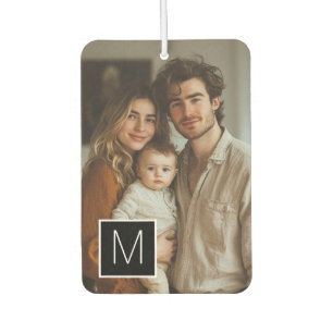 Black and White 1 Photo Collage Custom Monogram Car Air Freshener