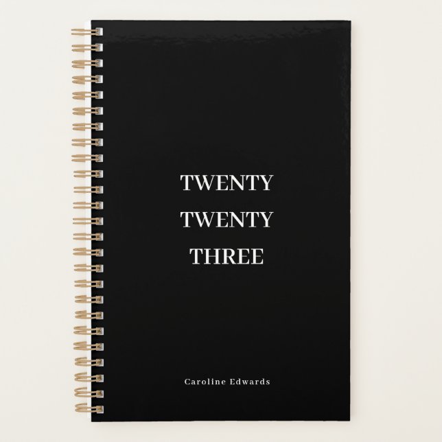 Black and White 2023 Weekly Monthly Productivity Planner (Front)