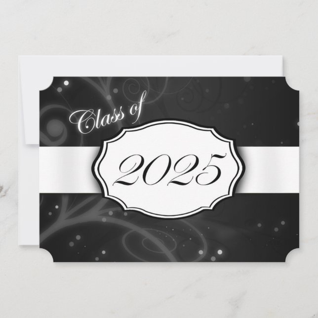 Black and White 2025 Graduation Invitations (Front)