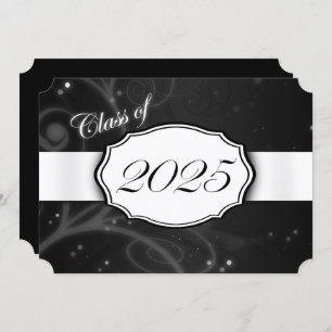 Black and White 2025 Graduation Party Invitation
