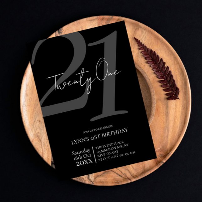 Black And White 21st Birthday Invitation (Creator Uploaded)