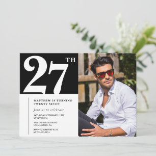 Black and White 27th birthday Invitations