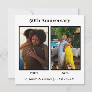 Black and White 2 Photo Collage Anniversary Card