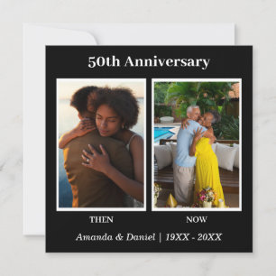 Black and White 2 Photo Collage Anniversary Holiday Card