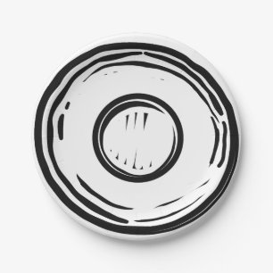 Black and White 2D Party Optical Illusion  Paper Plate