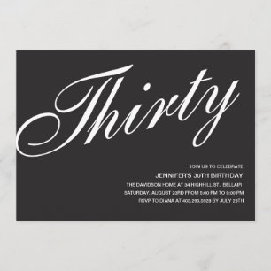 Black and White 30th Birthday Invitations