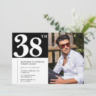 Black and White 38th birthday Invitations Photo