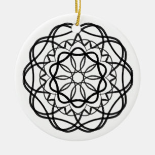 Black and White #3 Flower Mandala Ceramic Ornament