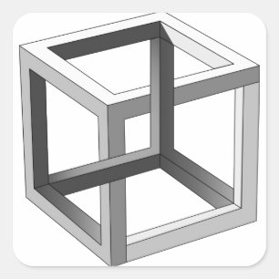 Black and White 3D cube abstract geometric Square Sticker