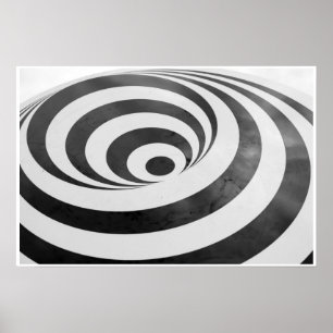 Black and White 3D Spiral Deception Hypnotic Poster