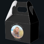 Black and White 40 & Fabulous Photo Favour Box<br><div class="desc">Create your own personalised circle photo large gable favour boxes for her 40th birthday party. Customise the solid black background colour or the white thin line text colour to match your photo. If you change the font type or size, you can fine tune the curvature of the text in small...</div>