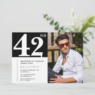 Black and White 42nd birthday Invitations Photo