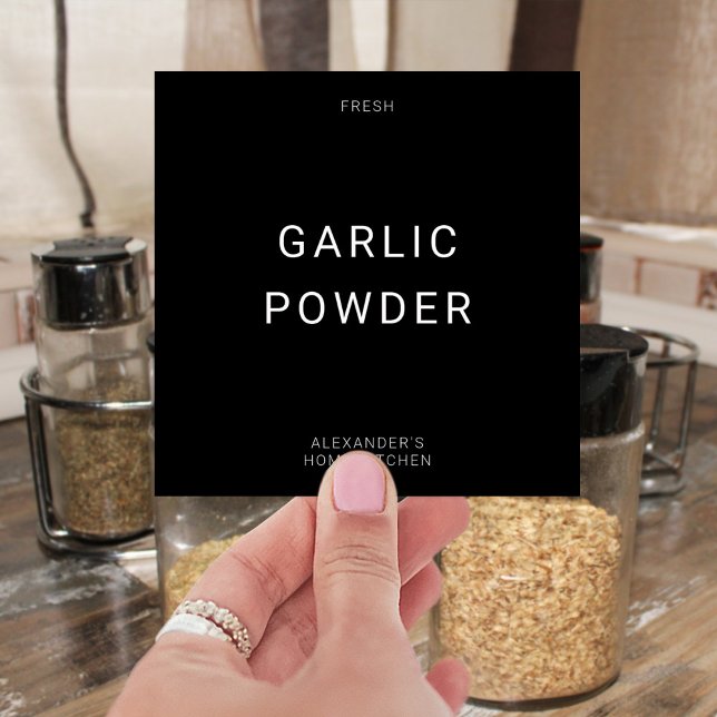 Black and White 4x4 Individual Spice Label (Create your own spice jar labels.)