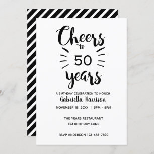 Black and White  50th Birthday Invitation