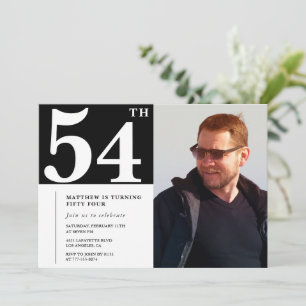 Black and White 54th birthday Invitations Photo