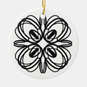 Black and White #5 Clover Ceramic Ornament