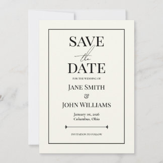 Black and White 5x7 Save the Date Invitation